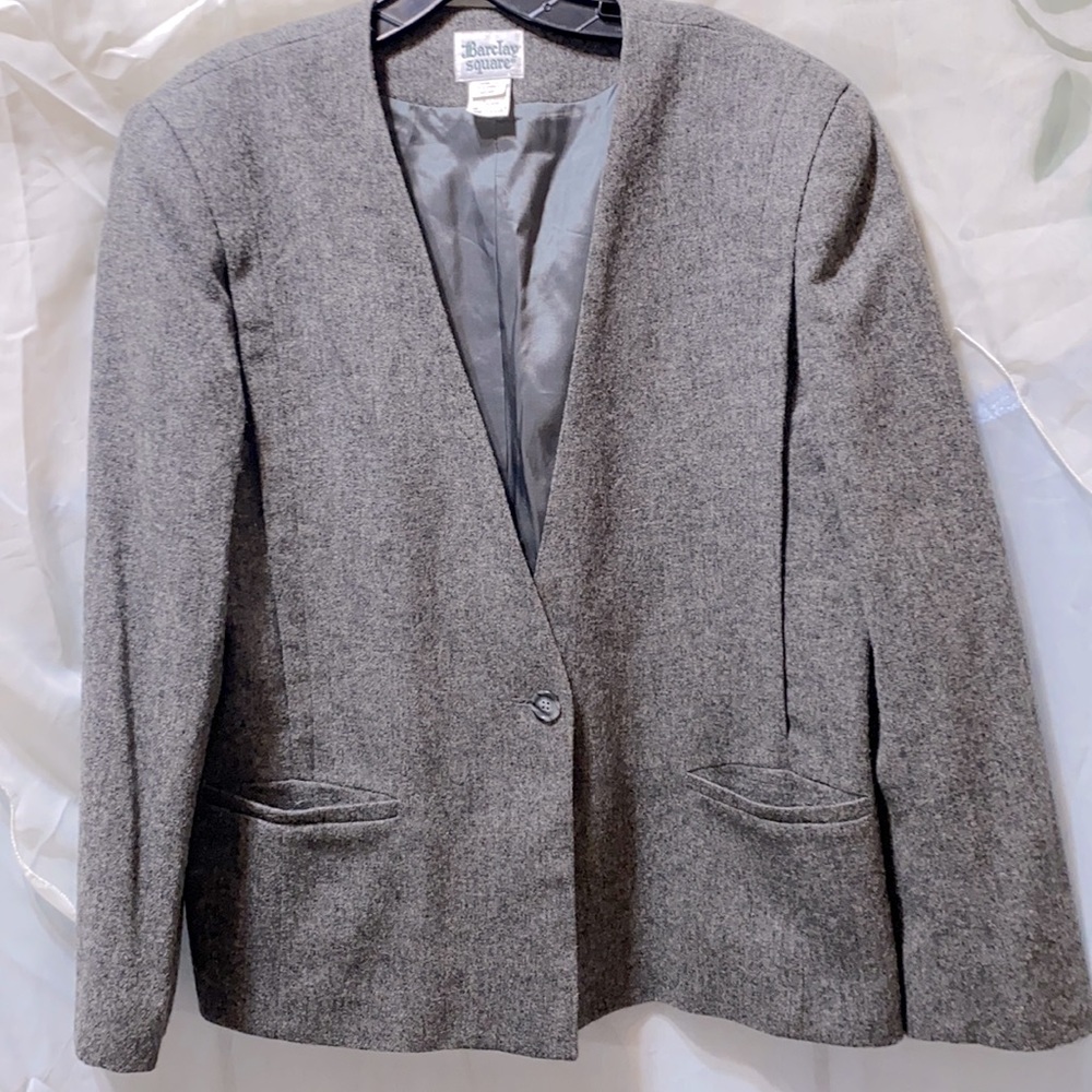 BARCLAY SQUARE WOOL/POLYESTER GREY BLAZER SZ 14